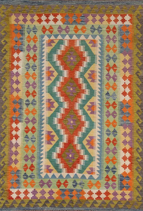 Multicolor Kilim Oriental Area Rug 6x8
