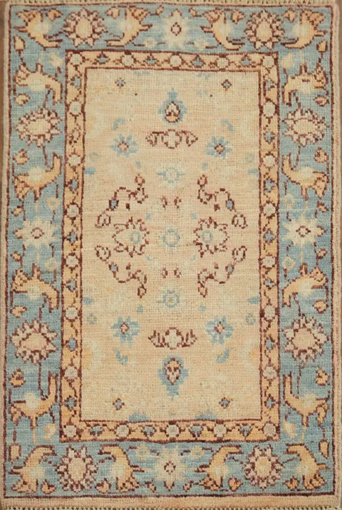 Turkish Oushak Vegetable Dye Accent Rug 2x3