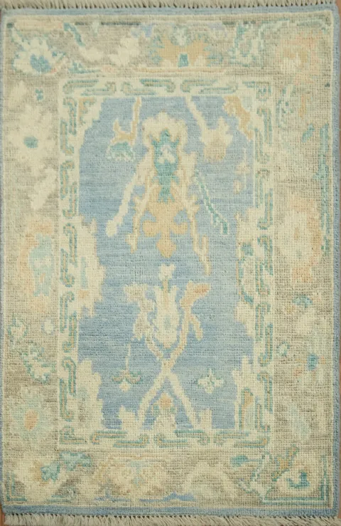Blue Oushak Vegetable Dye Accent Rug 2x3