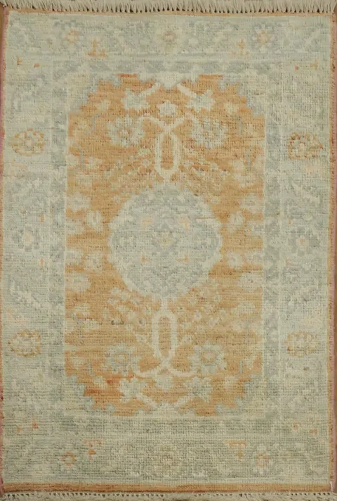 Orange Wool Oushak Vegetable Dye Accent Rug 2x3