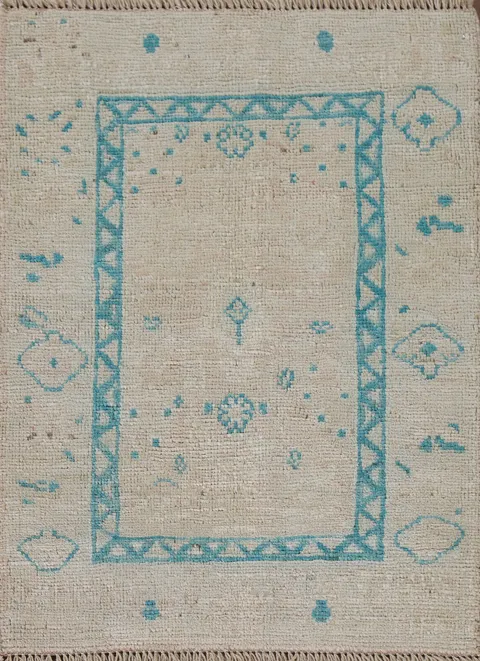 Turkish Oushak Vegetable Dye Accent Rug 2x3