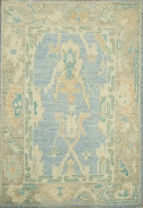 Blue Oushak Vegetable Dye Accent Rug 2x3