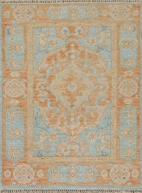 Handmade Oushak Vegetable Dye Accent Rug 2x3