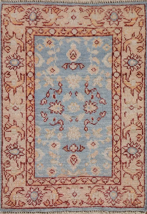 Light Blue Oushak Vegetable Dye Accent Rug 2x3