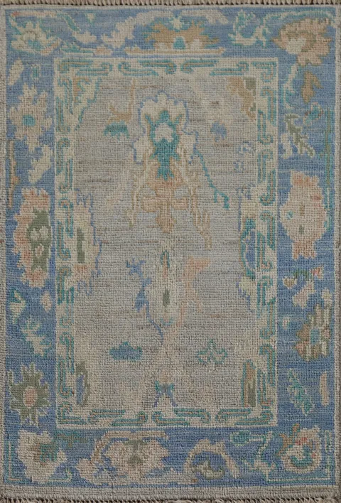 Vegetable Dye Oushak Foyer Turkish Rug 2x3
