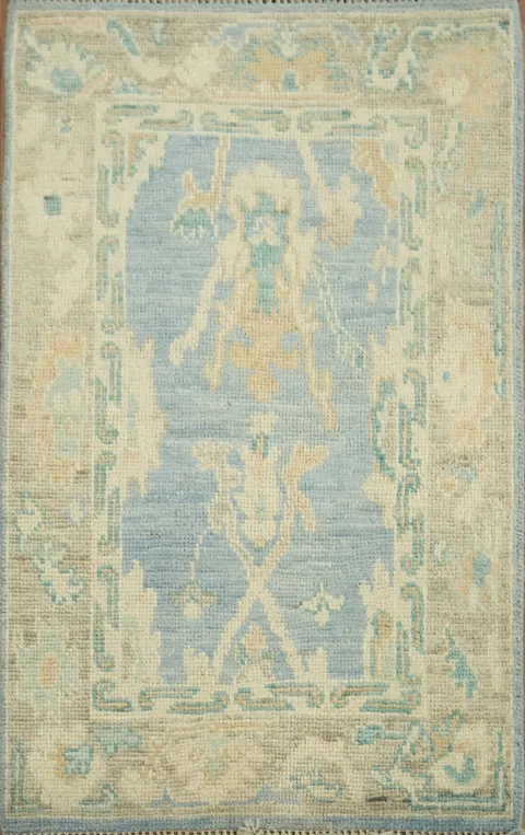 Blue Oushak Vegetable Dye Accent Rug 2x3