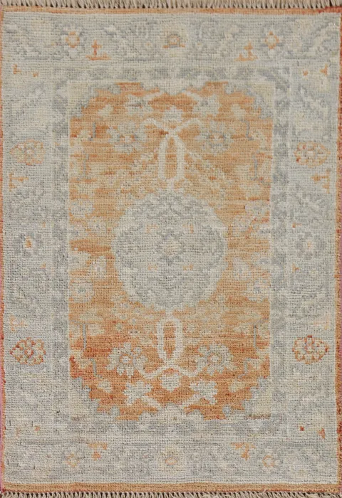 Orange Wool Oushak Vegetable Dye Accent Rug 2x3