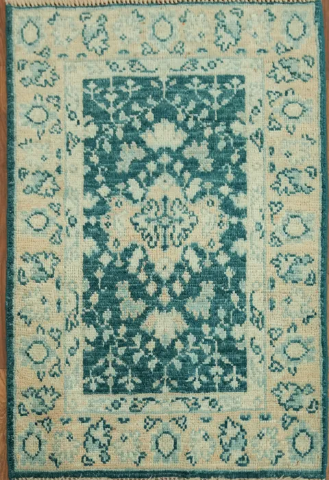 Green Wool Oushak Vegetable Dye Accent Rug 2x3