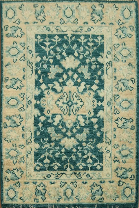 Vegetable Dye Oushak Turkish Wool Rug 2x3