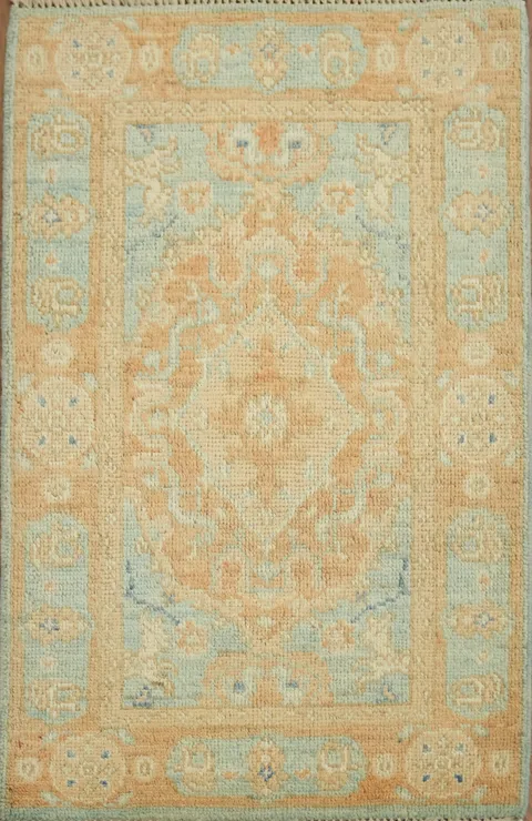 Vegetable Dye Oushak Accent Turkish Rug 2x3