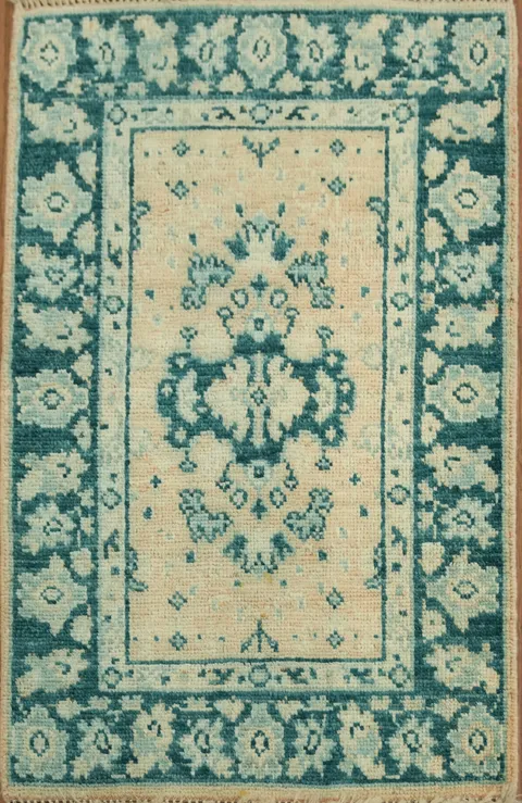 Vegetable Dye Oushak Accent Turkish Rug 2x3