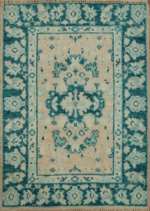 Vegetable Dye Oushak Turkish Wool Rug 2x3