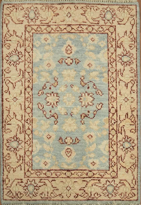 Vegetable Dye Oushak Blue Turkish Rug 2x3