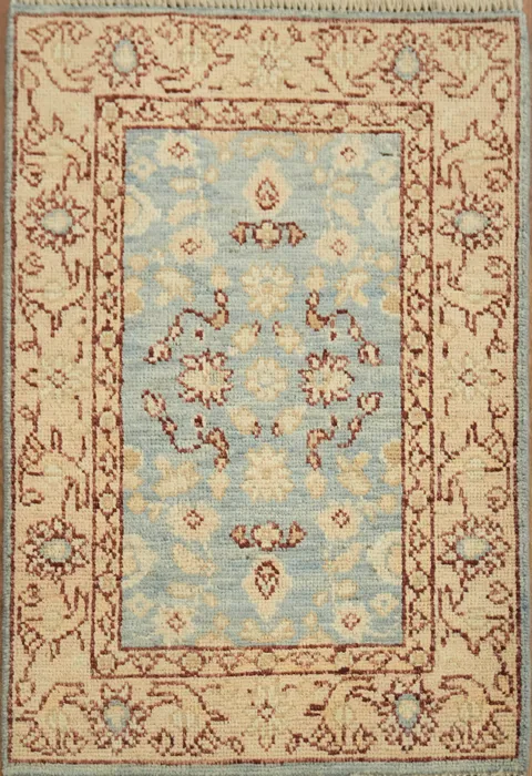 Light Blue Oushak Vegetable Dye Accent Rug 2x3