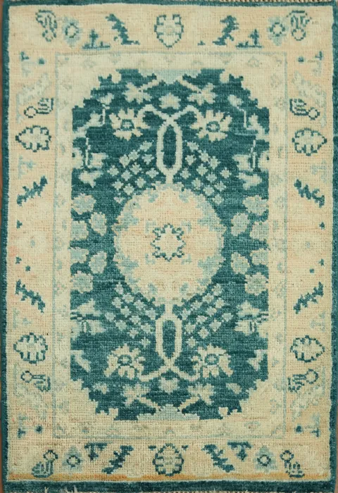 Vegetable Dye Oushak Turkish Wool Rug 2x3