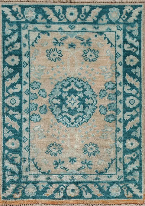 Handmade Oushak Vegetable Dye Turkish Rug 2x3