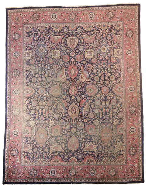 Pre-1900 Antique Vegetable Dye Tabriz Persian Rug 12x14