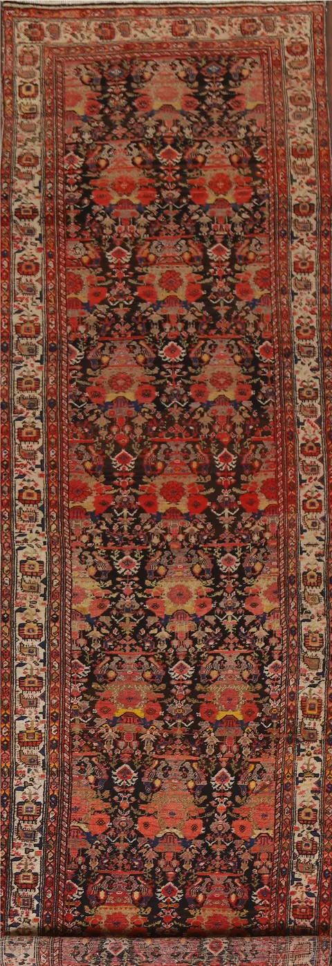 Antique Vegetable Dye Bidjar Persian Runner Rug 4x15