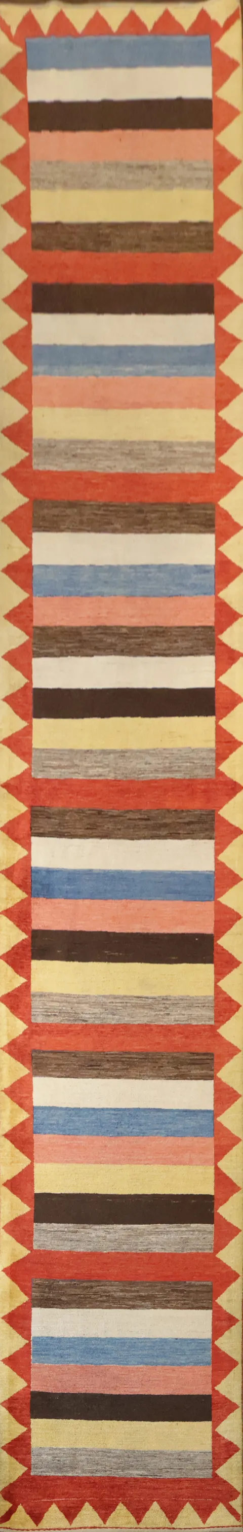Vegetable Dye Gabbeh Zollanvari Persian Long Runner Rug 3x19 ft