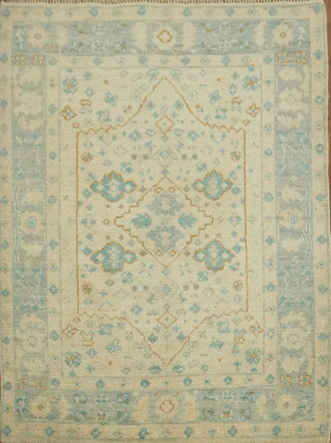 Turkish Oushak Vegetable Dye Accent Rug 3x4