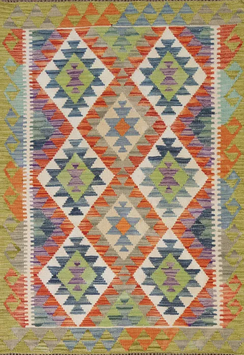 South Western Wool Kilim Oriental Rug 4x5