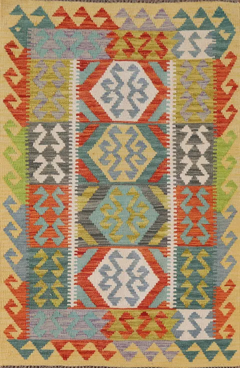 Multicolor Wool Kilim Oriental Rug 3x5