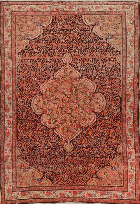 Pre-1900 Antique Vegetable Dye Senneh Persian Rug 4x7