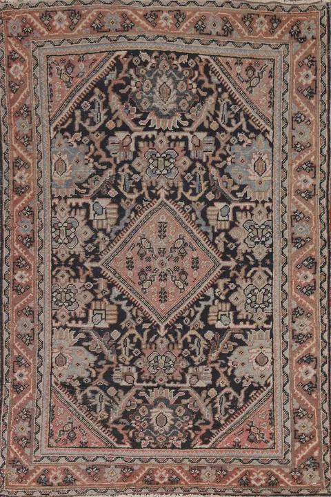 Vintage Geometric Mahal Accent Persian Rug 4x7