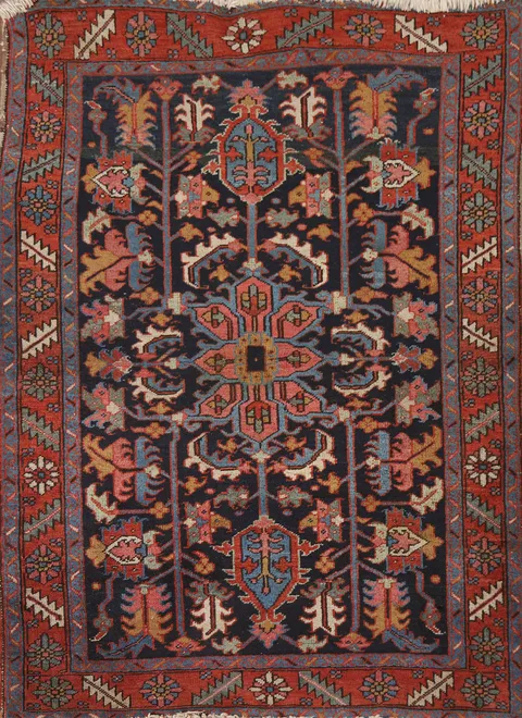 Antique Vegetable Dye Heriz Serapi Persian Accent Rug 4x5