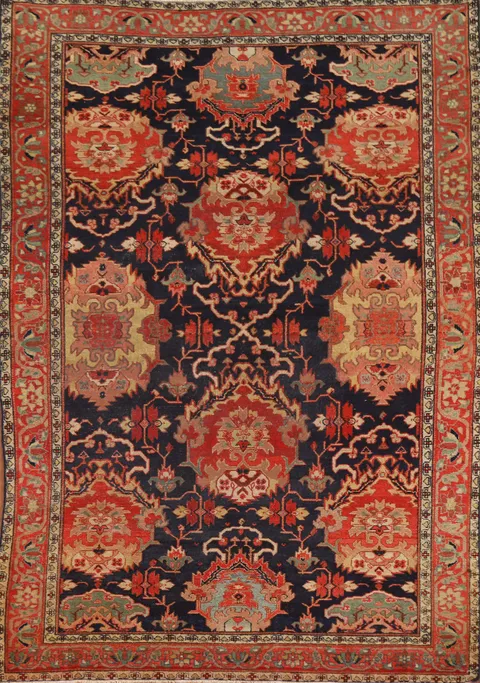 Pre-1900 Antique Sultanabad Vegetable Dye Persian Rug 5x7