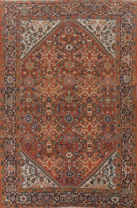 Pre-1900 Antique Vegetable Dye Mahal Persian Area Rug 8x12