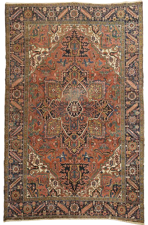 Vegetable Dye Heriz Serapi Antique Persian Rug 9x11