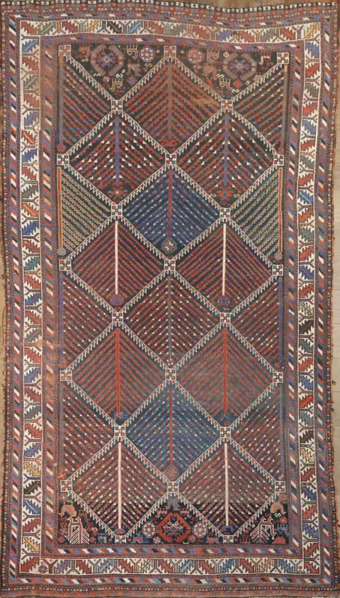 Pre-1900 Antique Vegetable Dye Qashqai Persian Rug 5x9