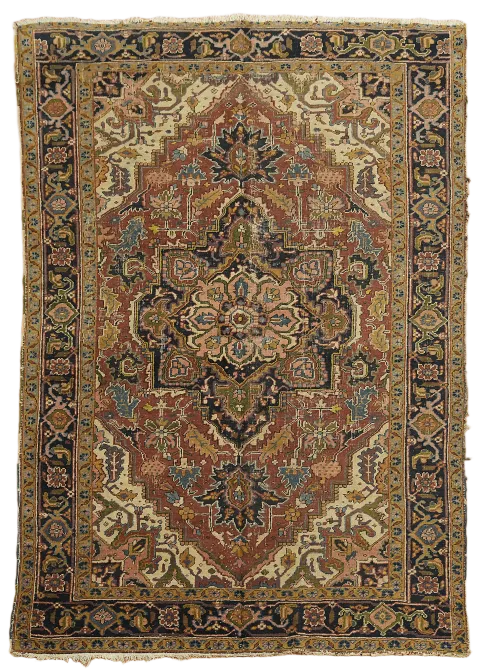 Antique Vegetable Dye Heriz Serapi Persian Rug 7x10