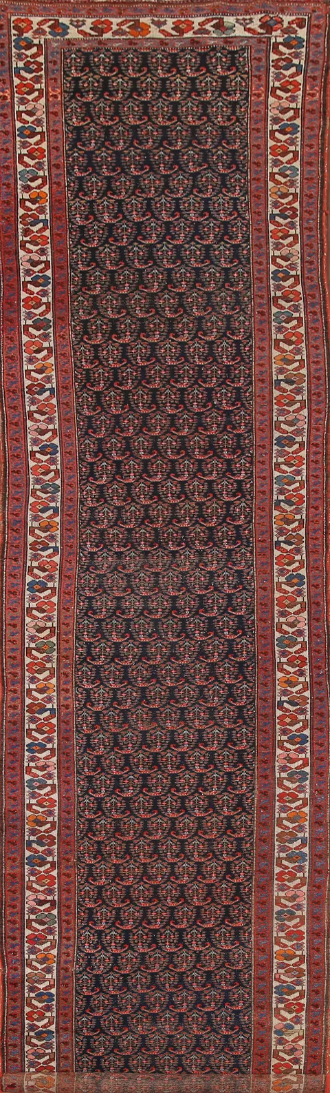 Pre-1900 Vegetable Dye Malayer Persian Runner Rug 4x16