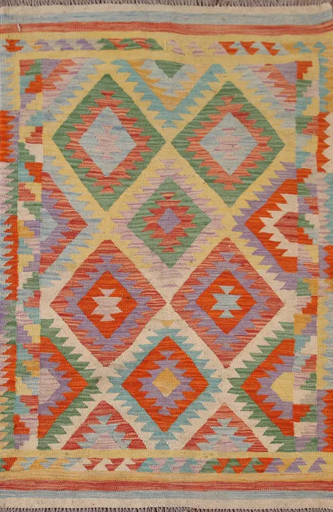 Multicolor Wool Kilim Oriental Accent Rug 3x5