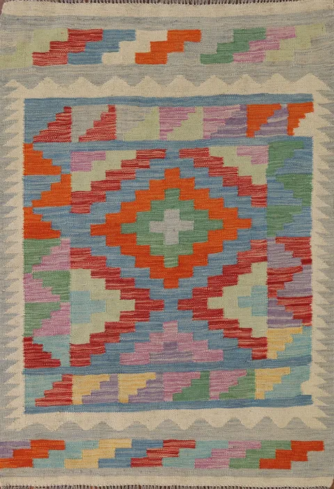 Multicolor Geometric Kilim Oriental Rug 3x5