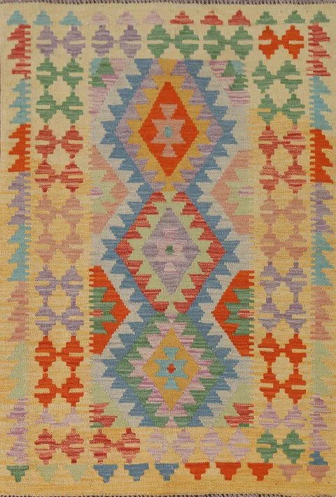 Reversible Wool Kilim Oriental Accent Rug 3x5