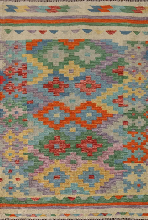Reversible Wool Kilim Oriental Accent Rug 4x5