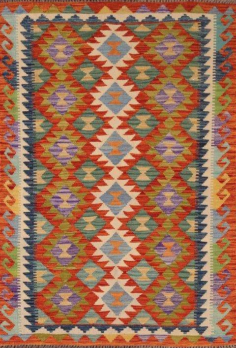 Multicolor Kilim Oriental Accent Rug 4x6