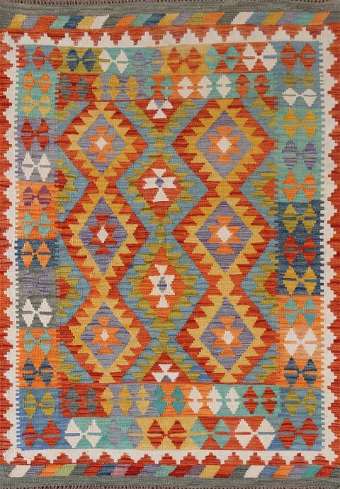 South Western Wool Kilim Oriental Rug 4x6