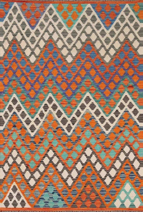 Geometric Kilim Oriental Accent Rug 4x6