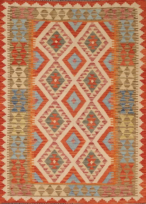 South Western Wool Kilim Oriental Rug 4x6