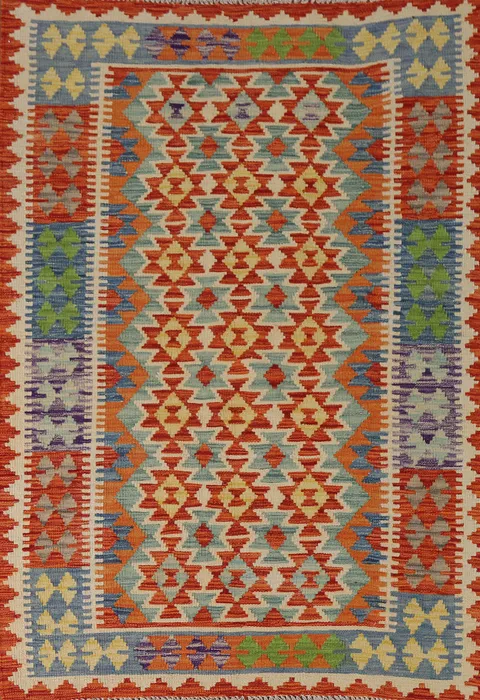 Reversible Wool Kilim Oriental Accent Rug 4x6