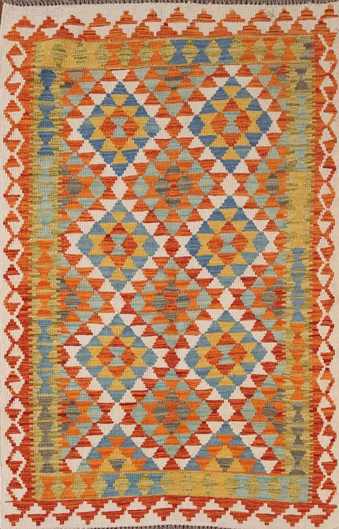 Multicolor Kilim Oriental Wool Rug 4x6