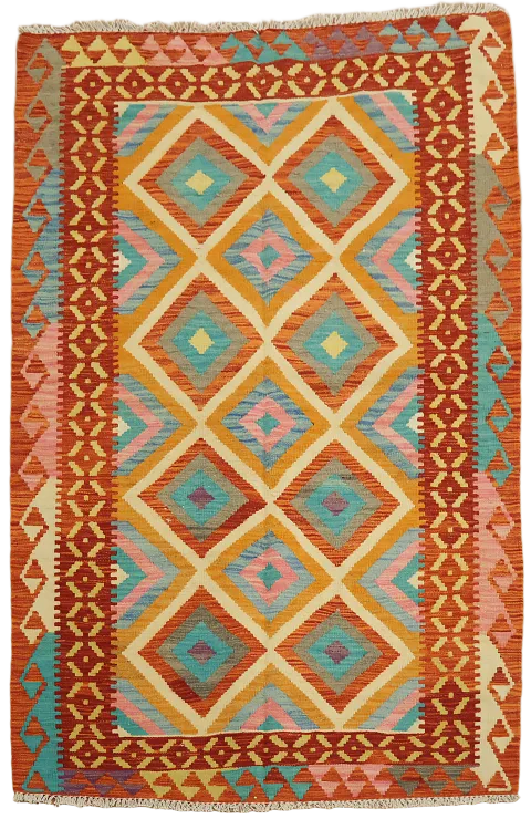 Reversible Wool Kilim Oriental Rug 4x6