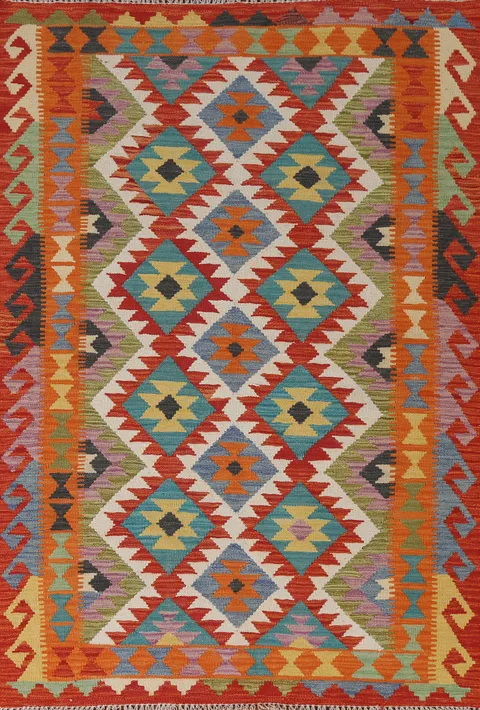 Reversible Wool Kilim Oriental Rug 4x6