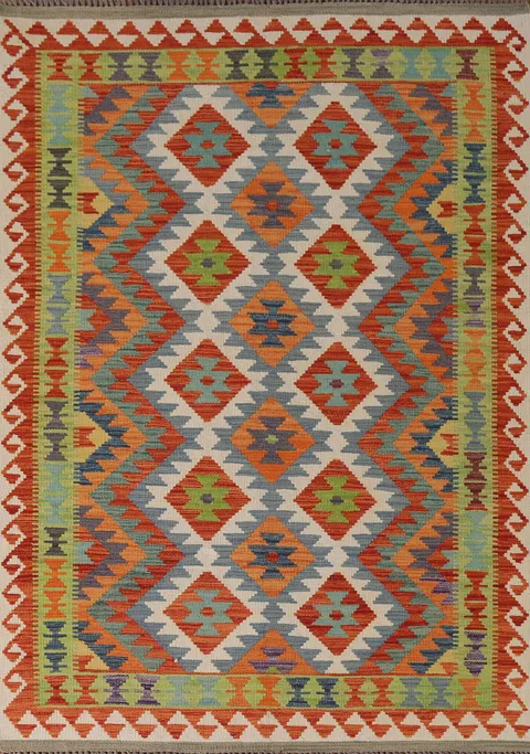 Reversible Wool Kilim Oriental Rug 4x6