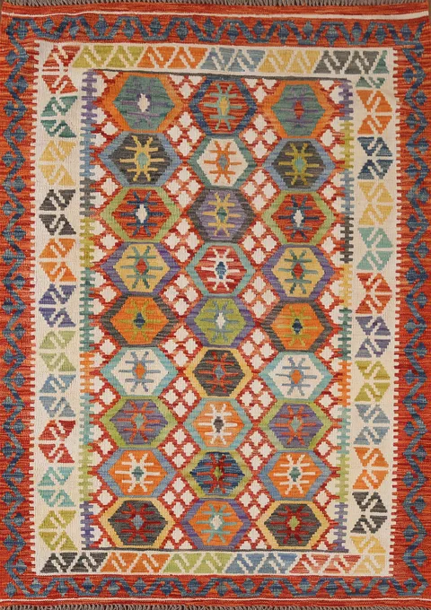 Reversible Wool Kilim Oriental Accent Rug 4x6