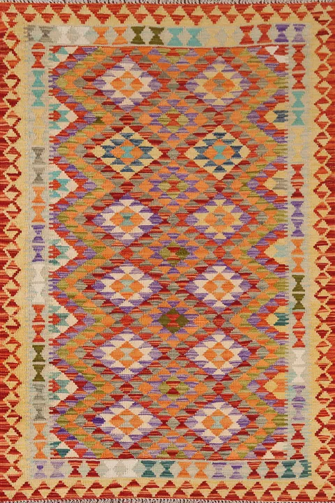 South Western Kilim Reversible Wool Rug 4x6